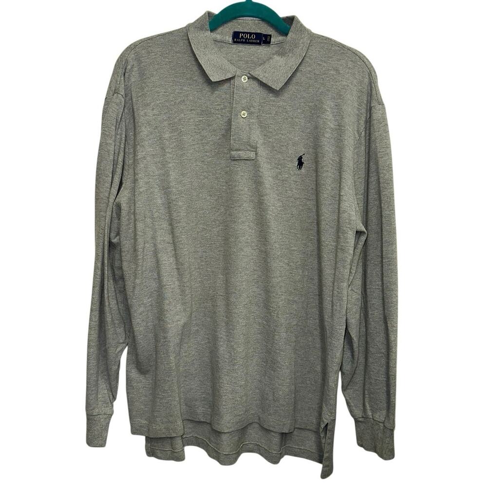 Polo Ralph Lauren Long Sleeve Polo Shirt Large Gray Classic Fit